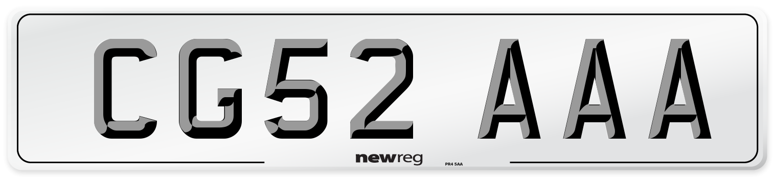 CG52 AAA Number Plate from New Reg